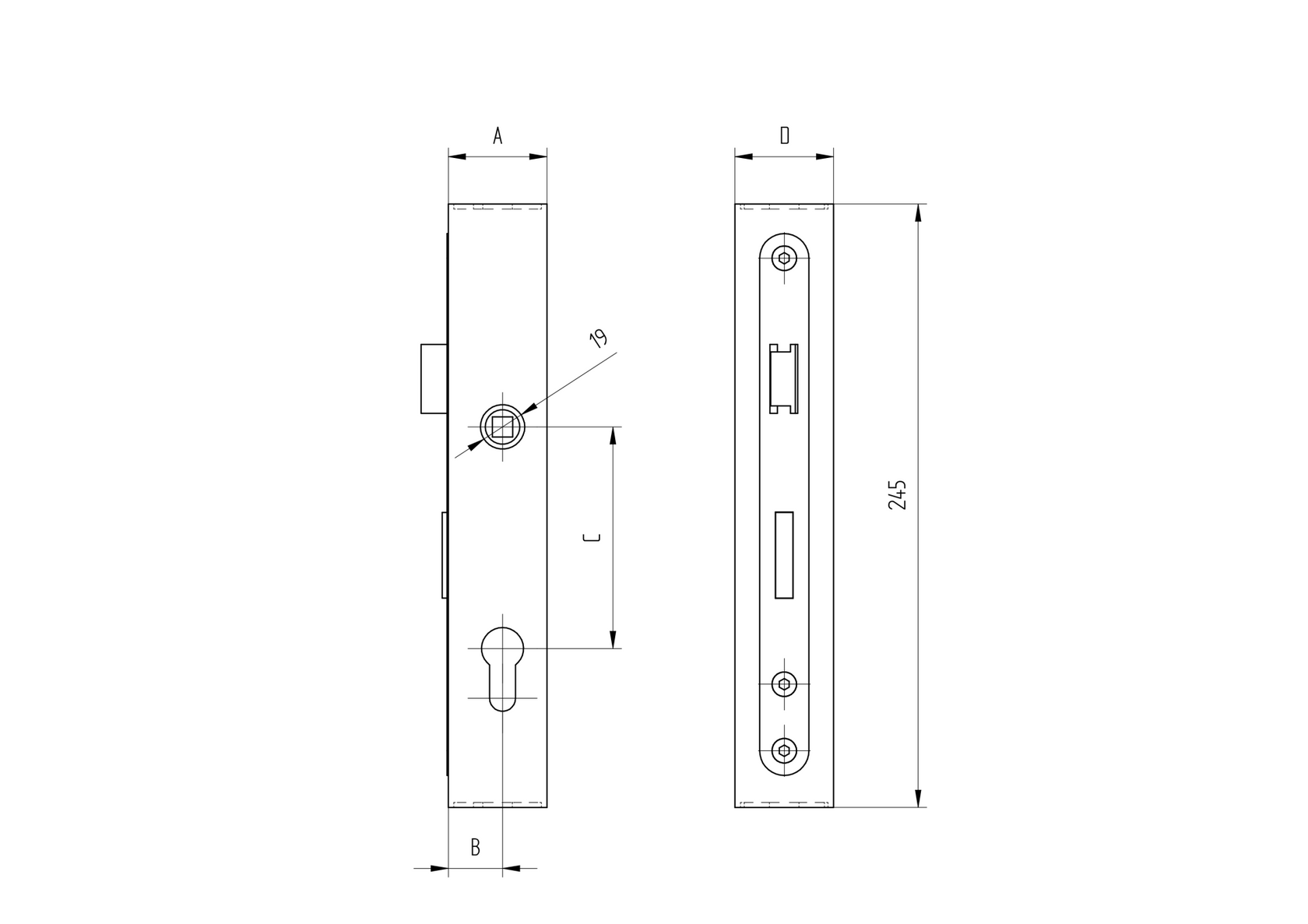 Zámková krabica so zámkom, bez kľučky, pre JP50x30