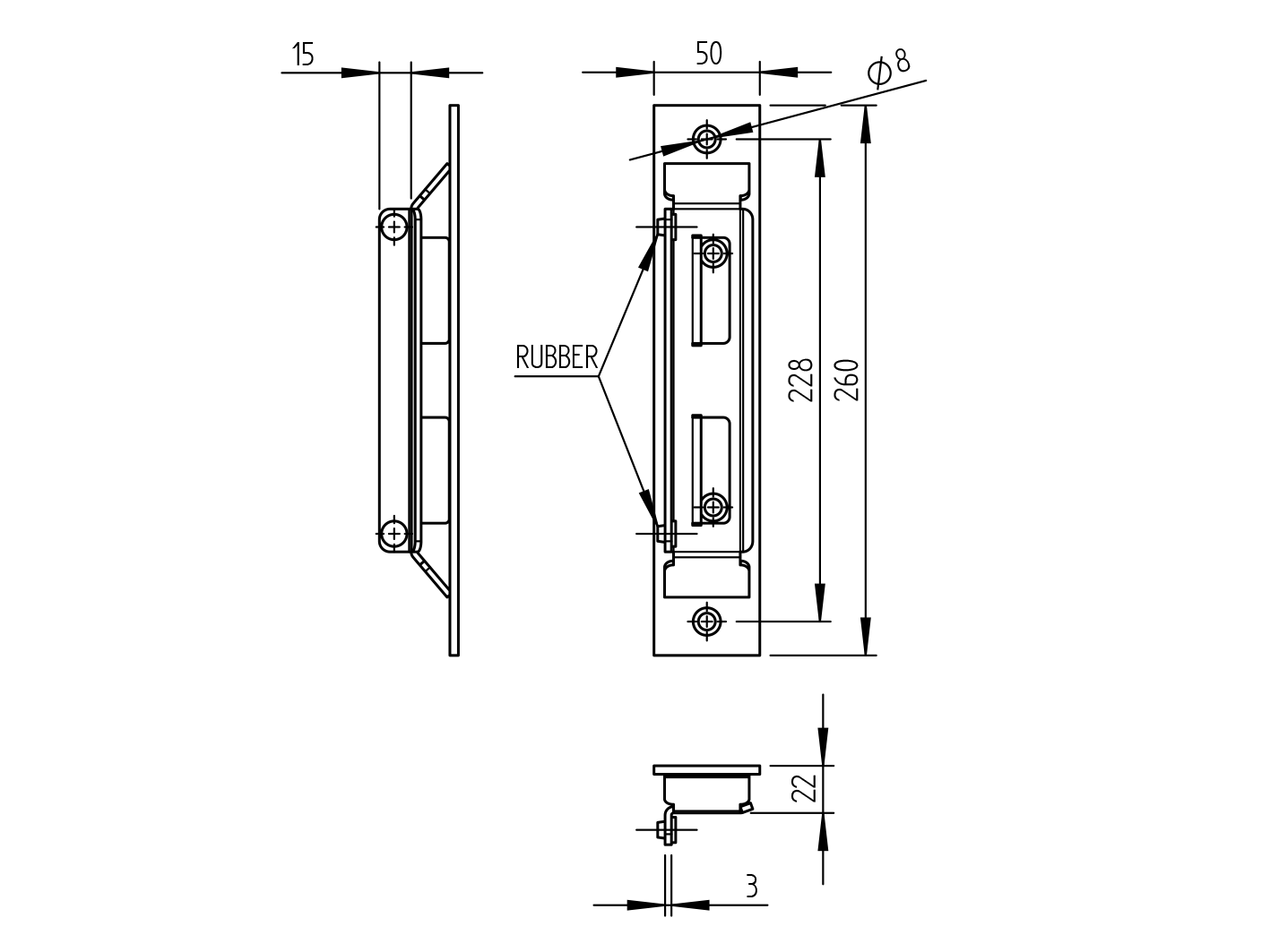 Doraz bránky univerzálny 40x40