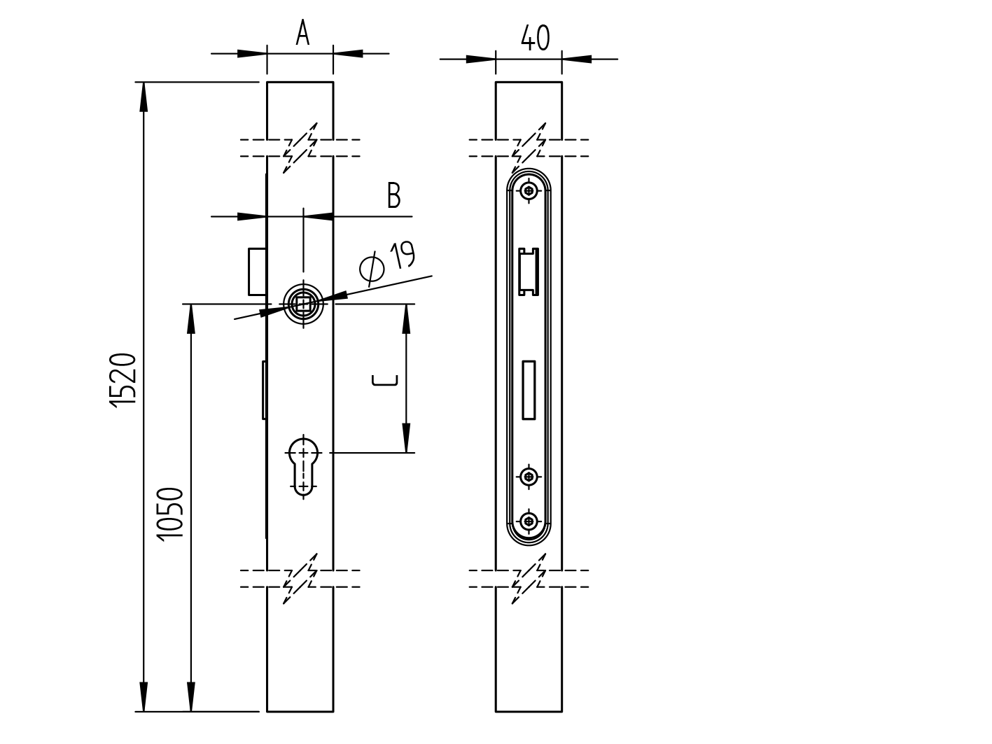 Zámková krabica so zámkom, bez kľučky, 60x40x1500