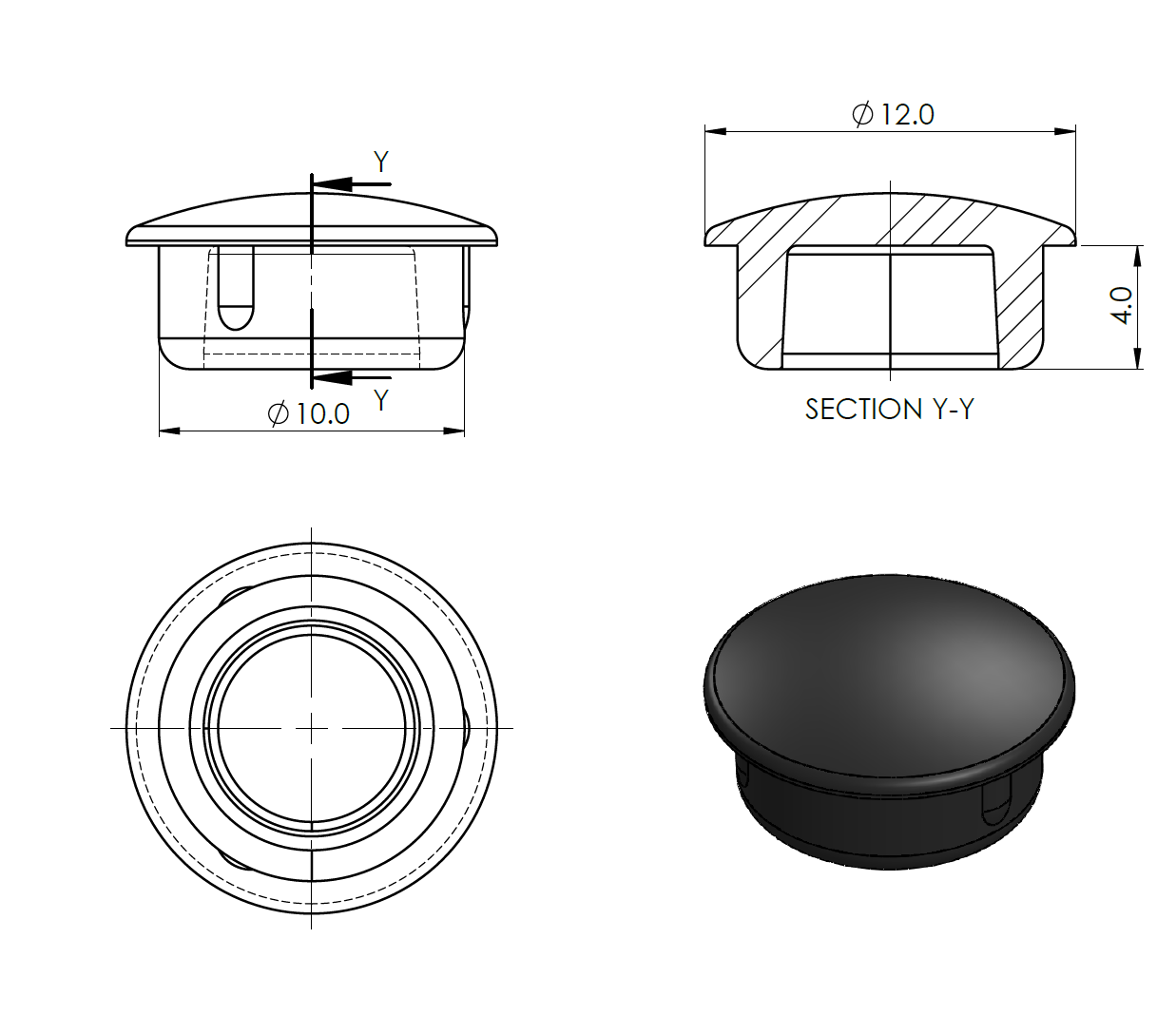 Zatlačovacia zátka pre otvor D10mm