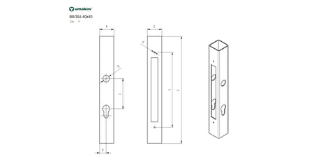 Zámková krabica k zámku B1/30-20x85, JP40x40, INOX