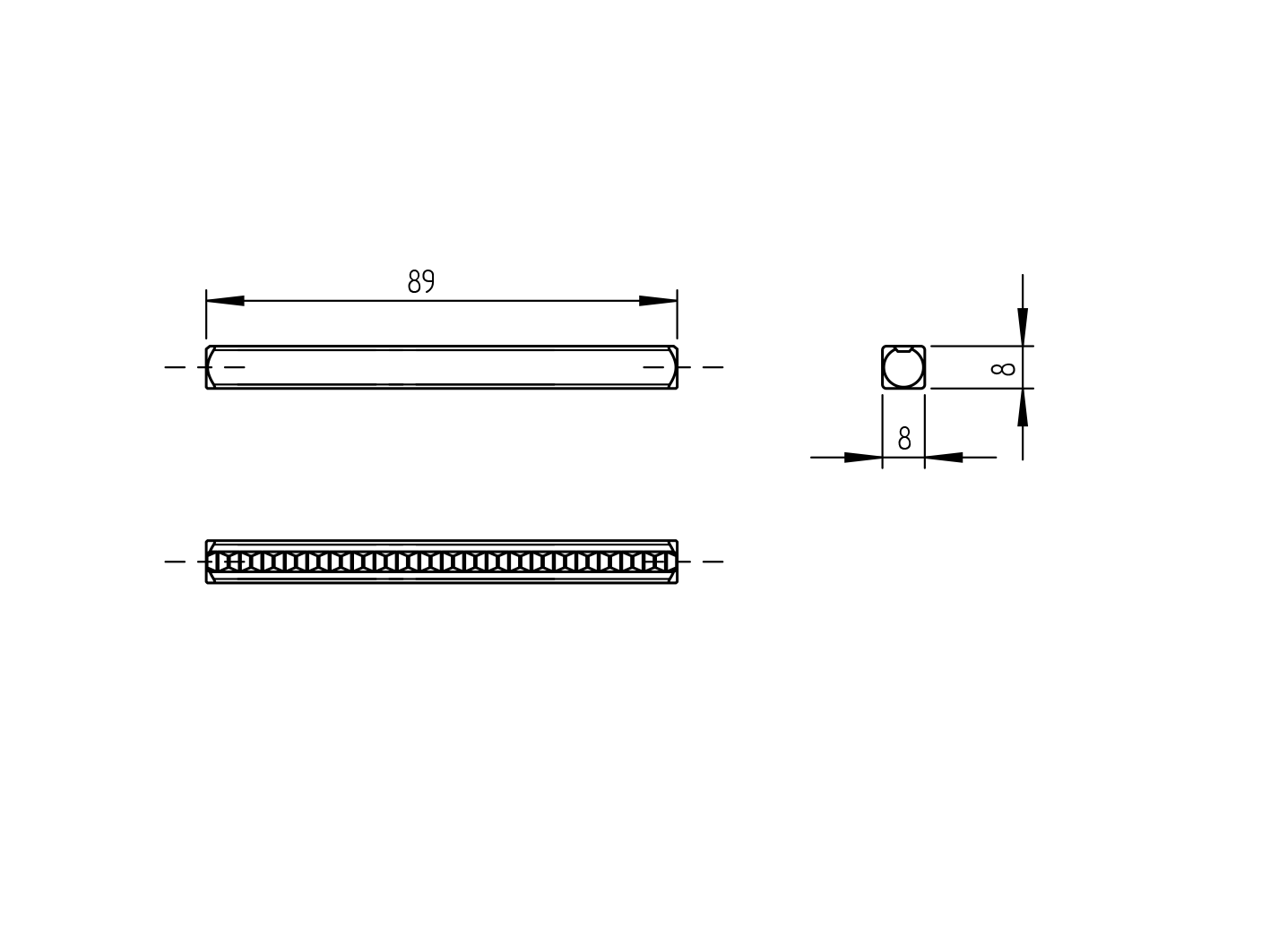 Štvorhran ku kľučke 8x8x90mm