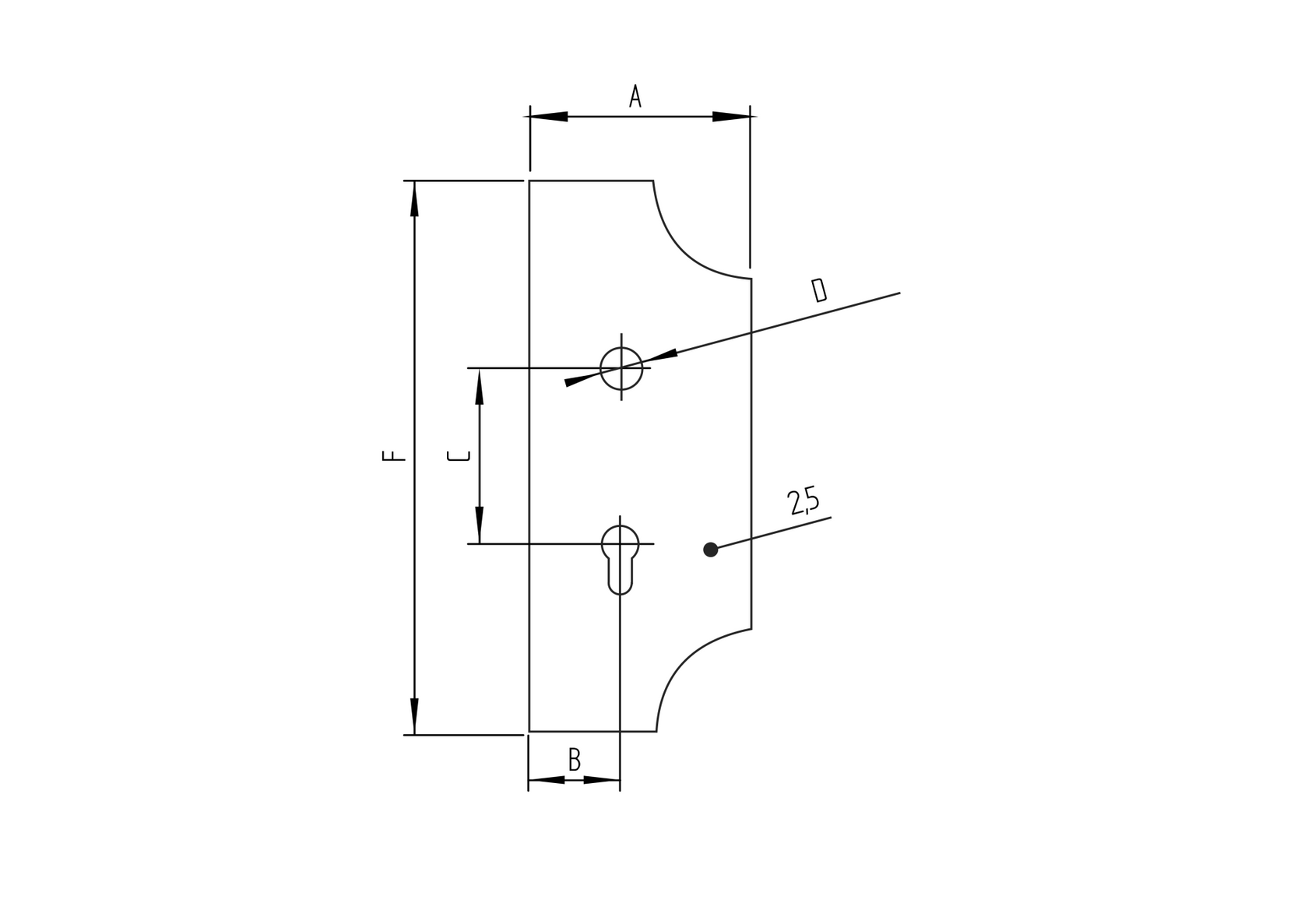 Štítok bránový zdobený - ľavý 285x112, t2,5, d20mm