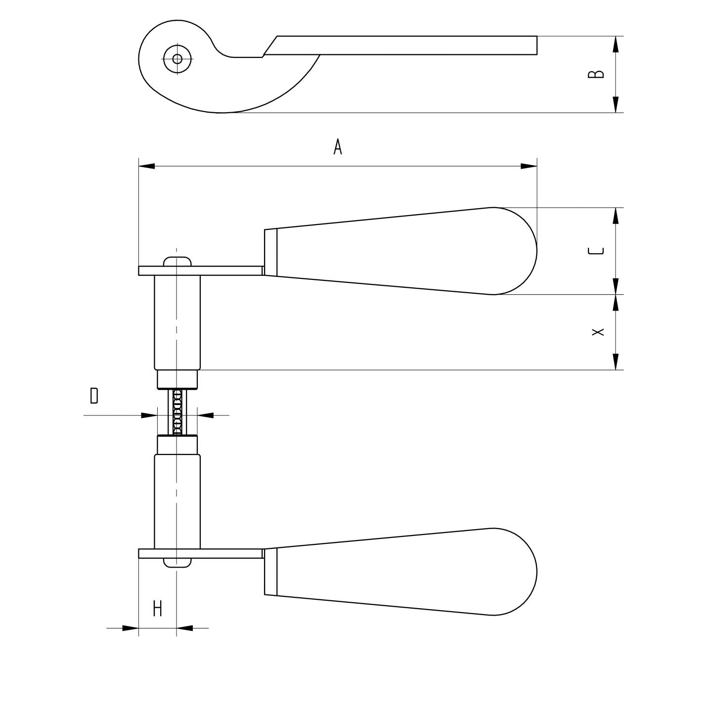 Kľučka ľavá L142, D19mm, Zn