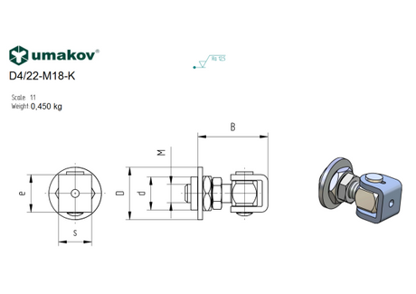 Záves nastaviteľný s otočnou podložkou Zn, M18,