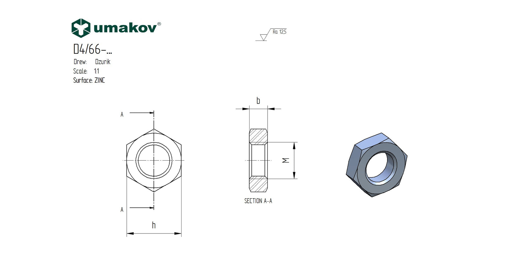 Matica - nízka Zn, M16 , DIN936