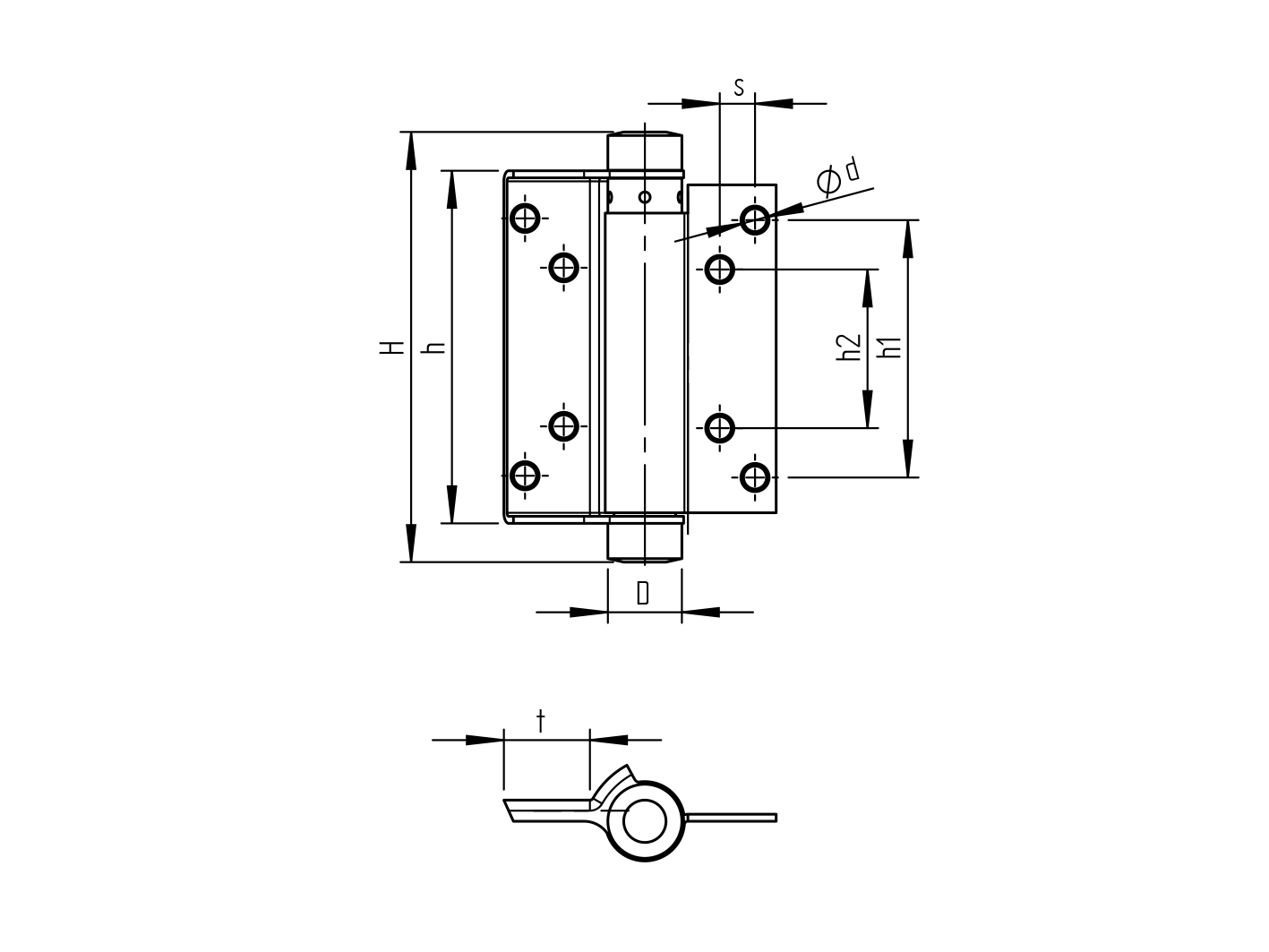 INOX záves pružinový jednostranný, L=75mm