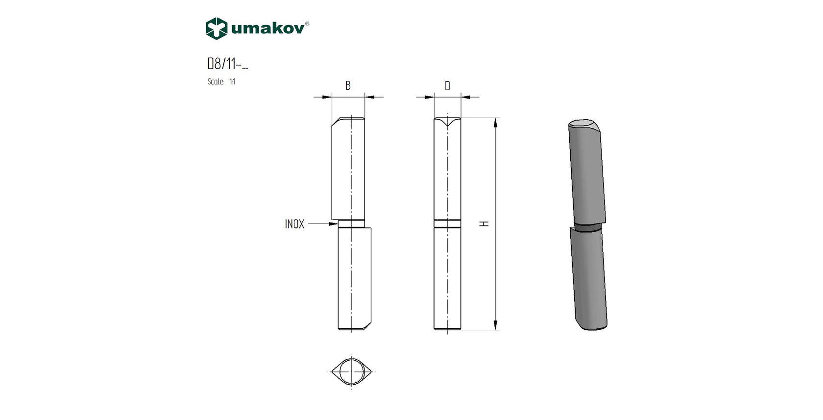 INOX záves navariteľný D16, L120mm