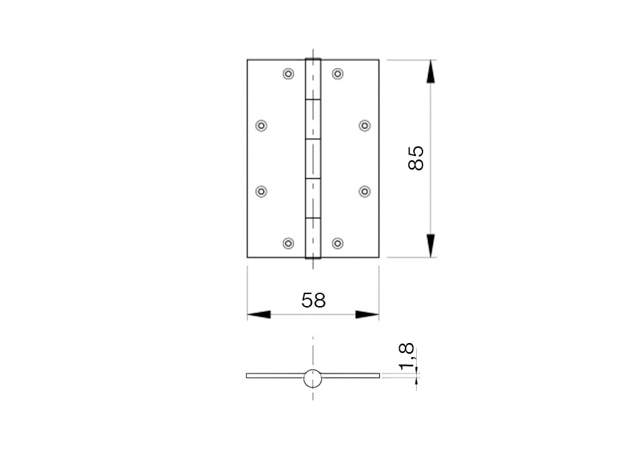 Nerezový záves na brány, AISI304, L=85mm