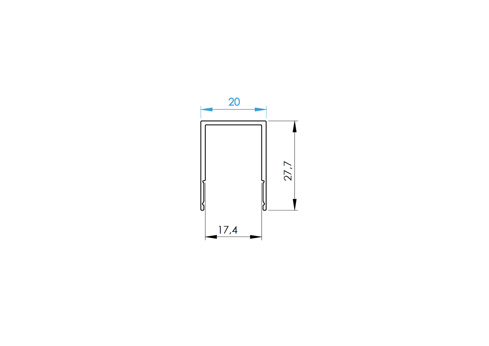 Hliníková horná ukončovacia lišta výplne FG/F20