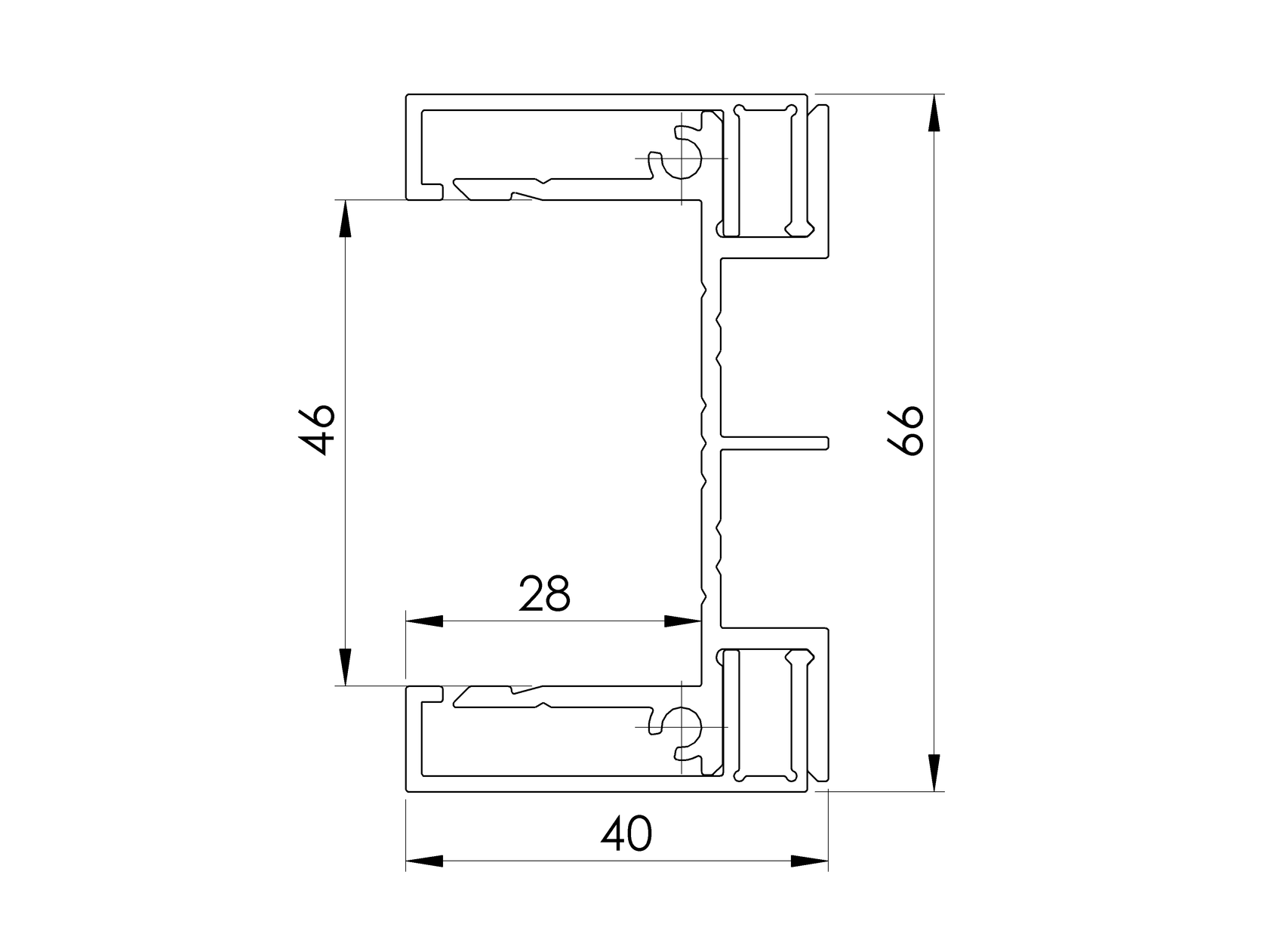 Hliníkový adaptér 66x40-1700mm pre žalúzie do 46mm R7016
