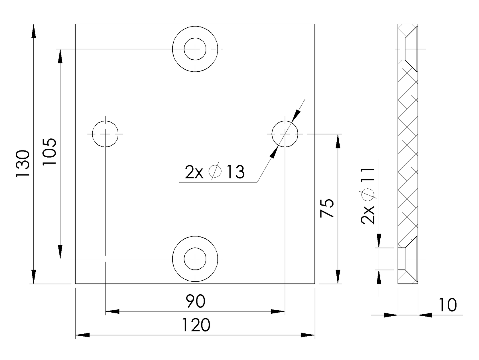 Hliníková kotviaca platňa pre profil/stĺpik 56x60 Antracit R7016