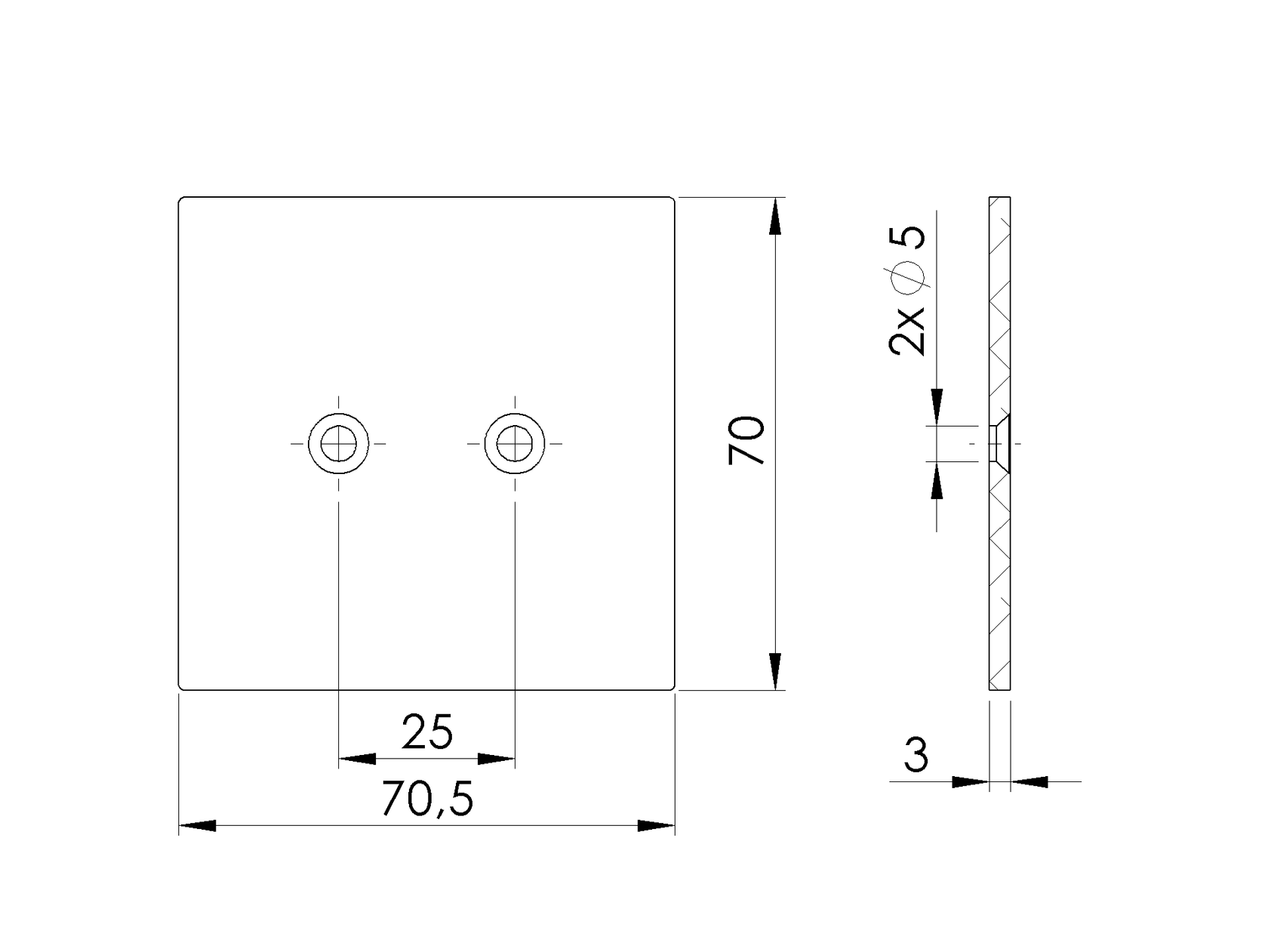 Hliníková krytka stĺpika 70x70 R7016