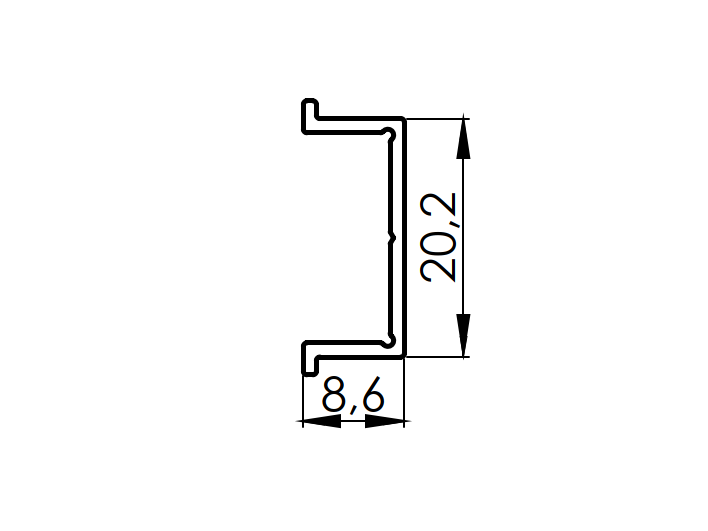 Krycia lišta úzka pre stĺpikove profily 50mm R7016