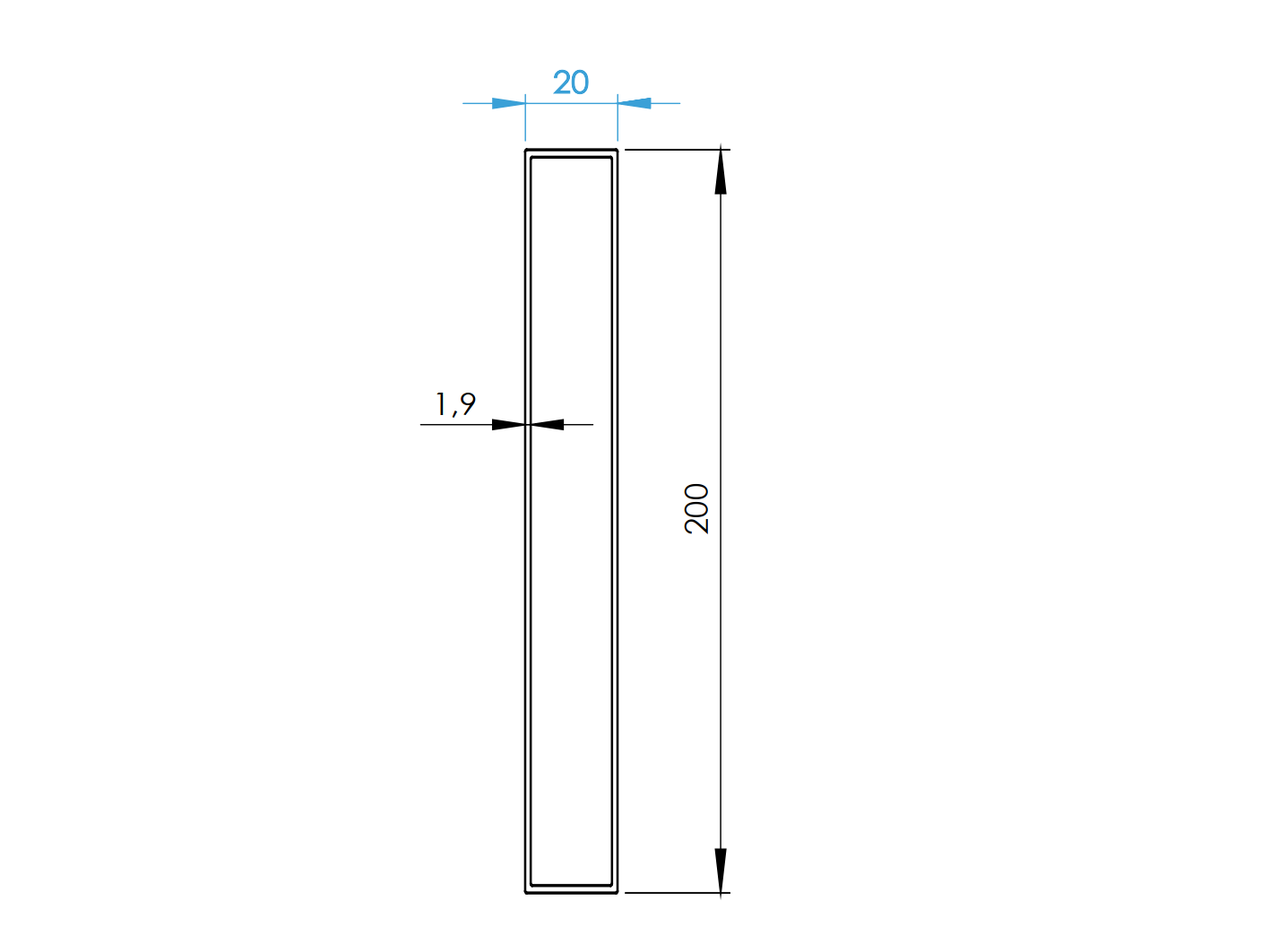 Hliníková plotová výplň 20x200x1,9 - 6000mm natural