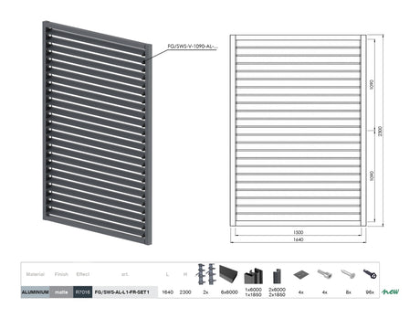 ALAntrac vízszintes billenőrendszer készlet 2,3x1,6m, 1,5m ALAntrac rombusz alakú betéttel 20x105, ALAntrac 50x60 keretb
