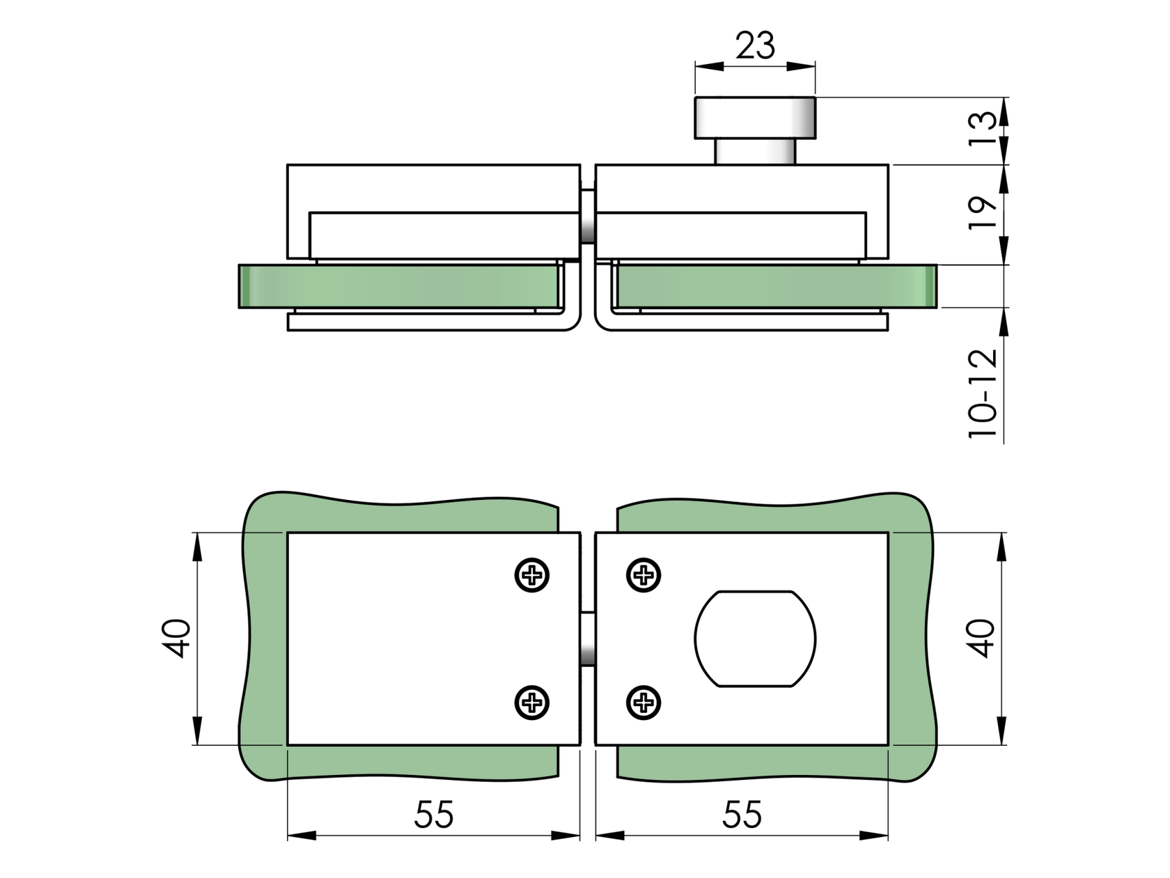 Zámka pre sklenené dvere wc
