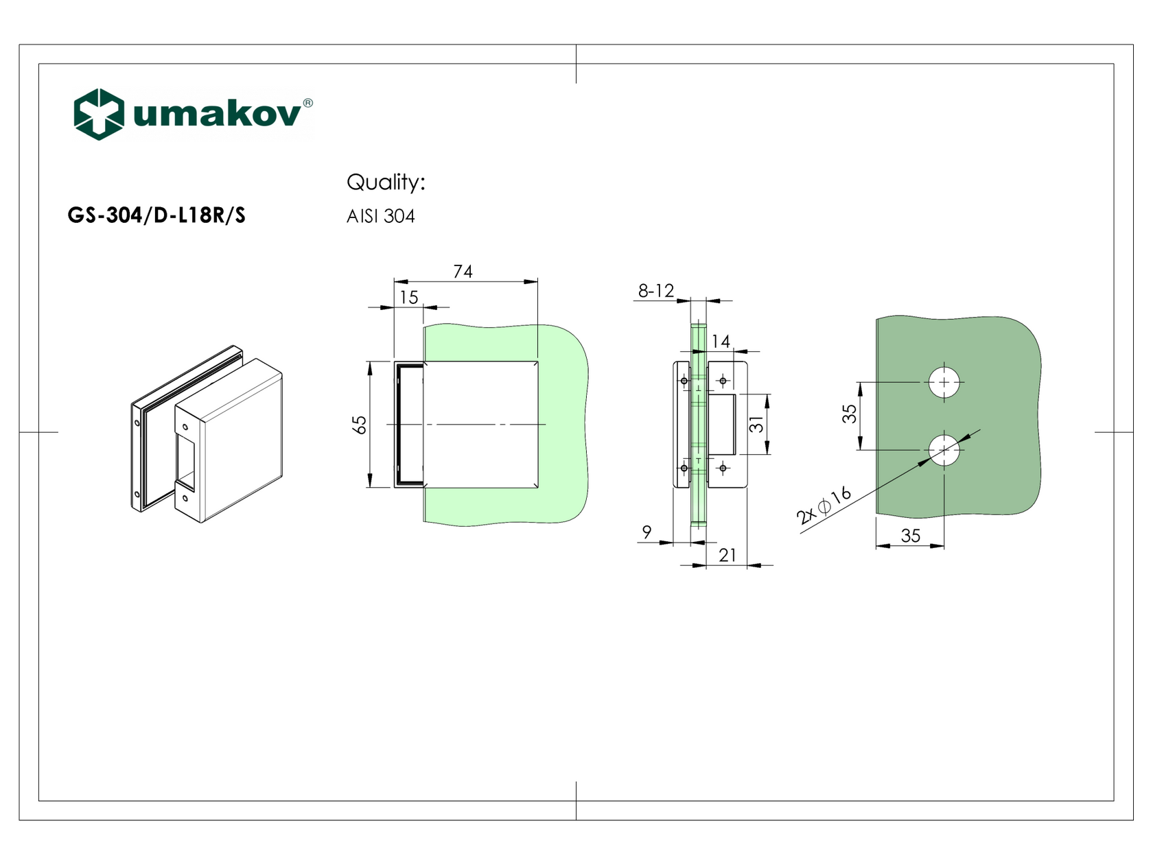 Hranatý protikus k zámku GS-BLACK/D-206/S