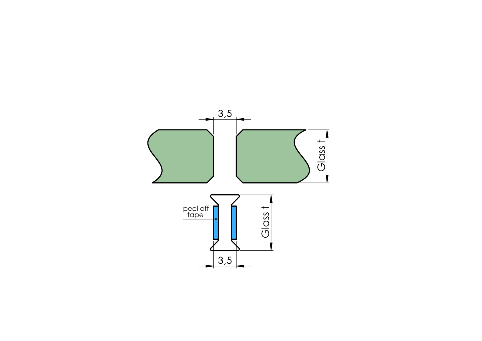 Tesnenie medzi sklo pre pevný panel