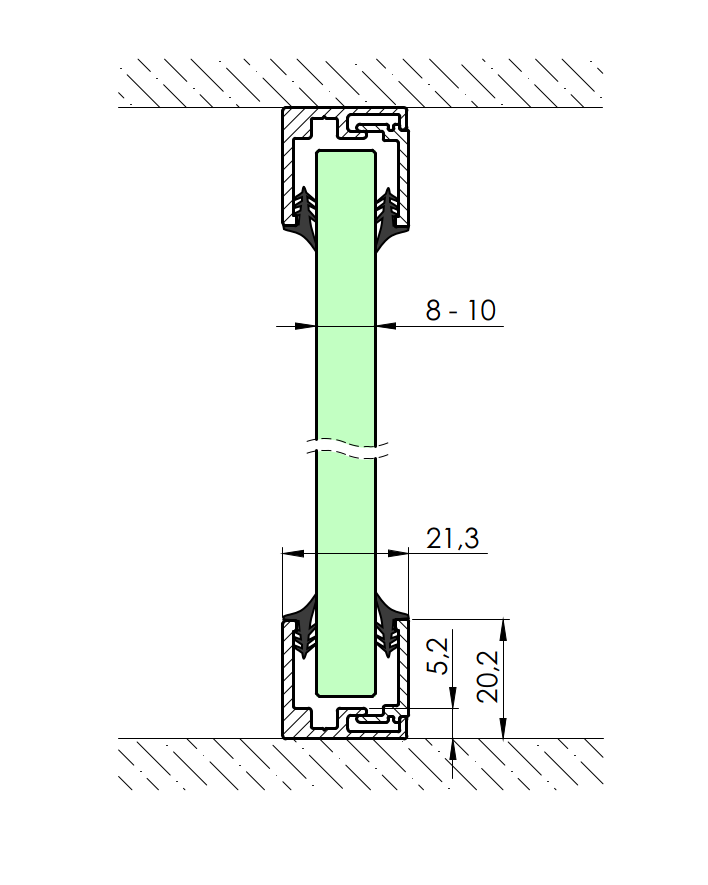 Zasklenie pevné - profil U skladaný 20x21mm