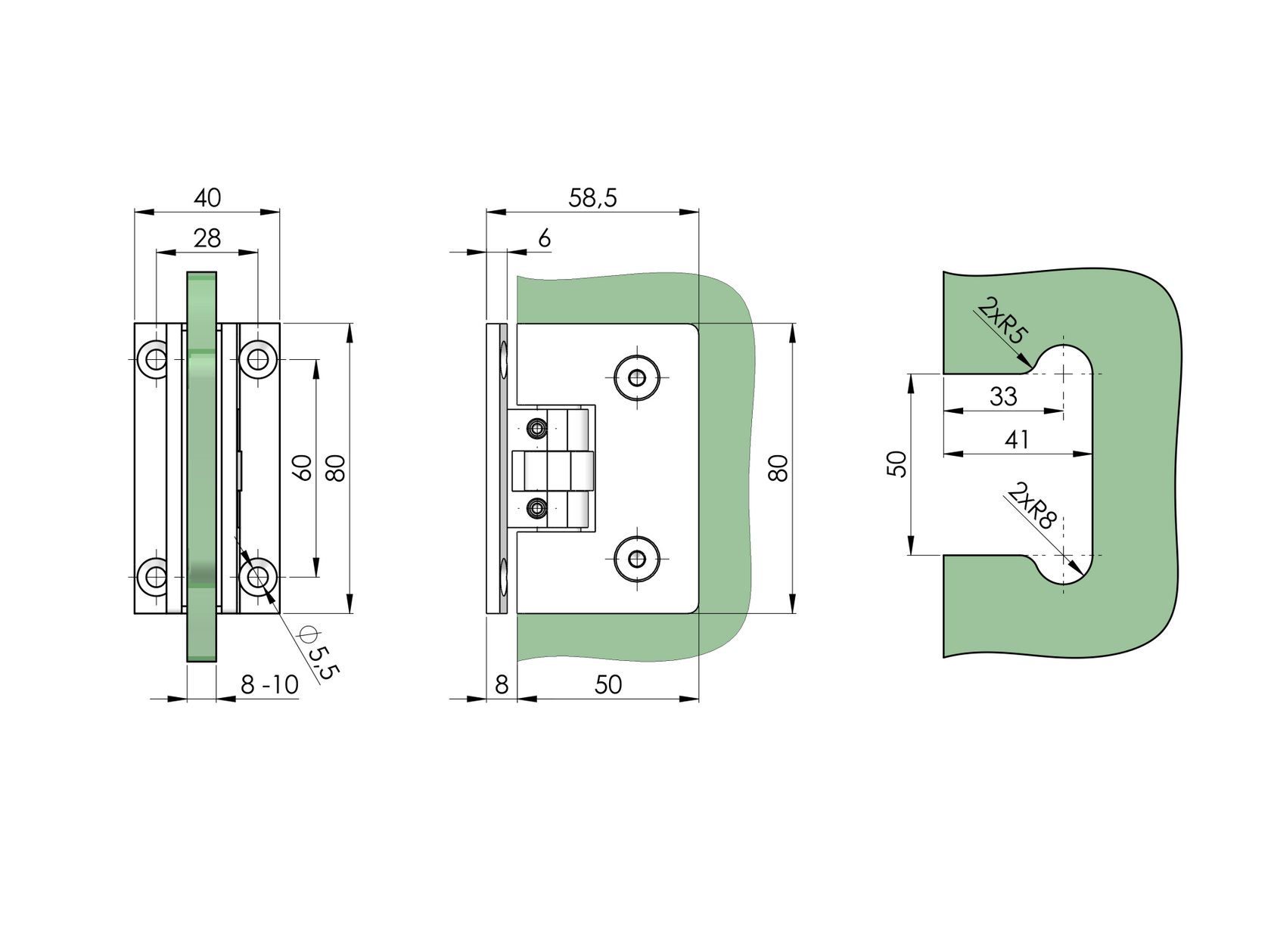 Pánt pre sklenené dvere +/- 90stup flex