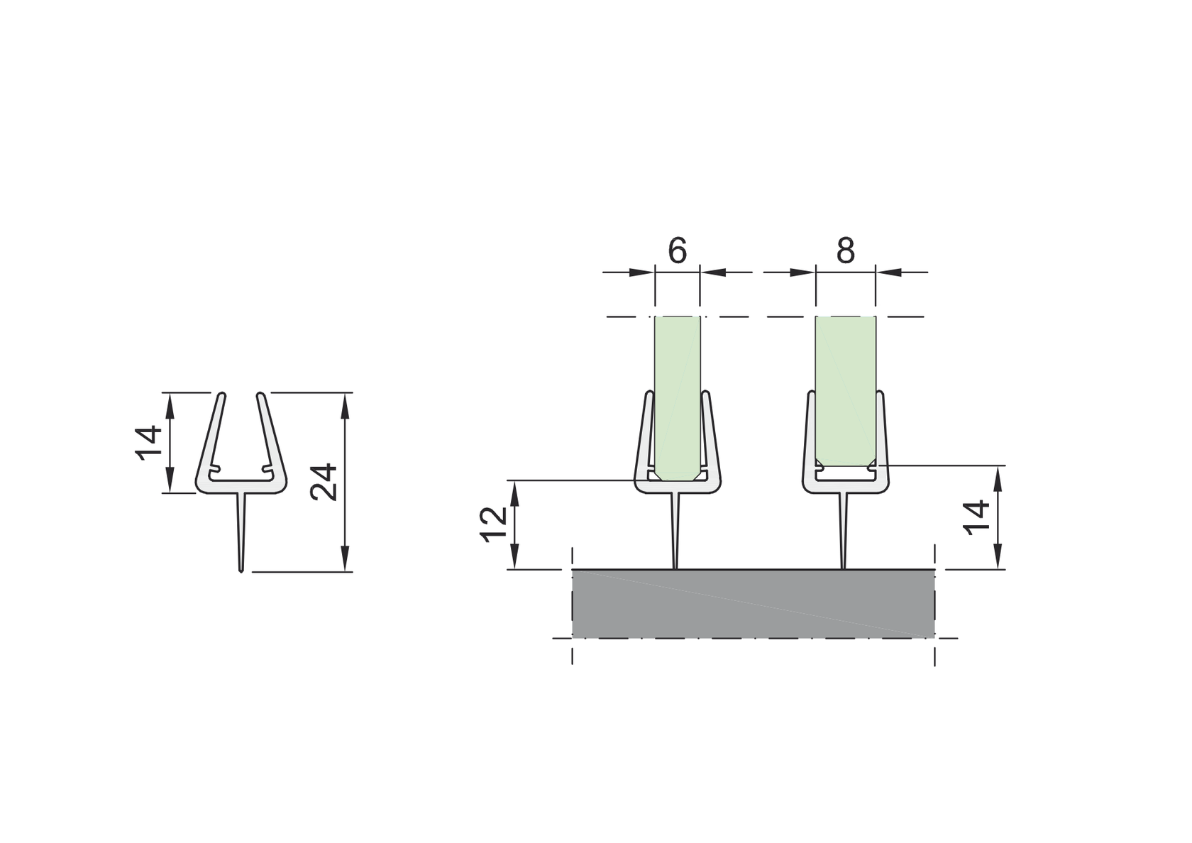 Tesniaca lišta na dvere horizontálna