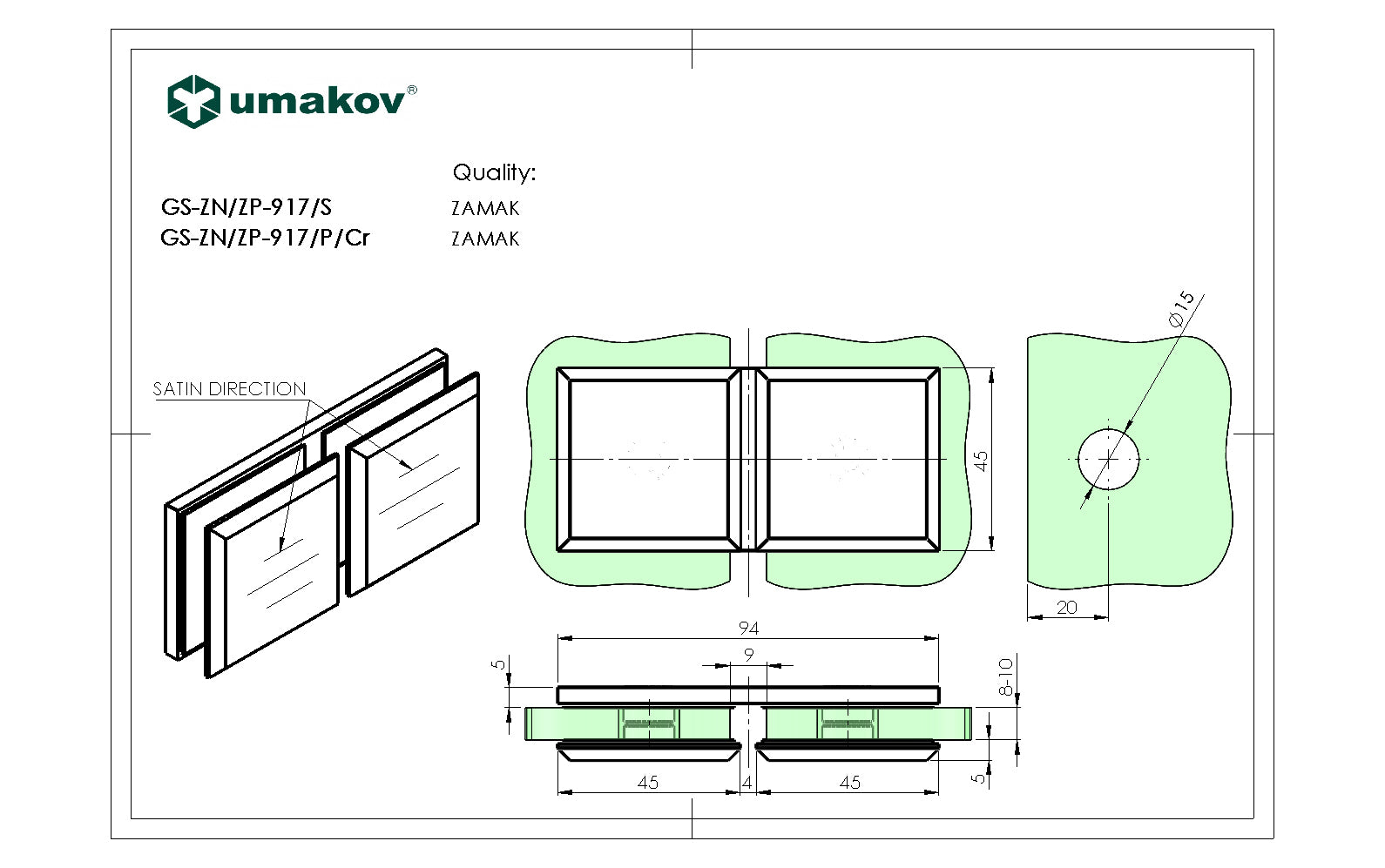 Zasklenie pevne - spojka skla,Zamak, T 8-10mm
