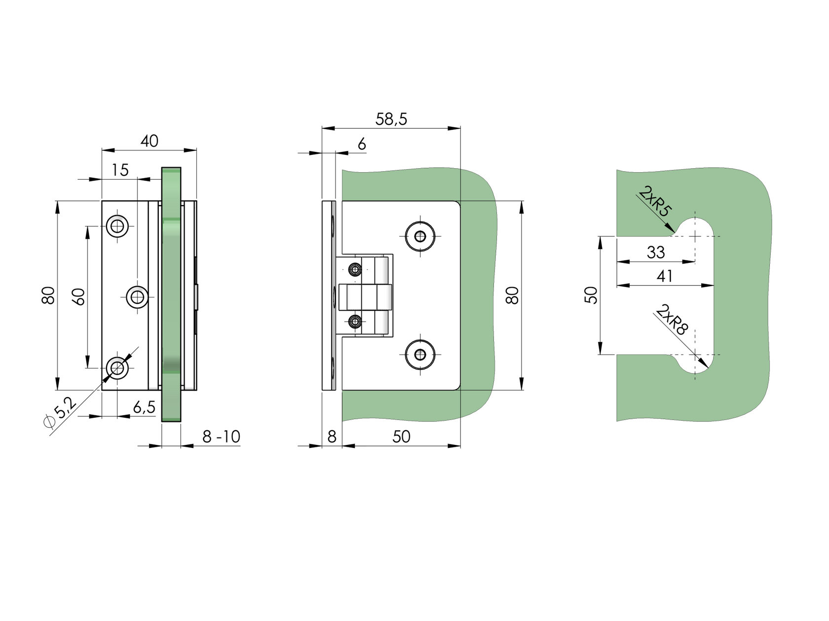 Pánt pre sklenené dvere stena/sklo +/- 90stup fle