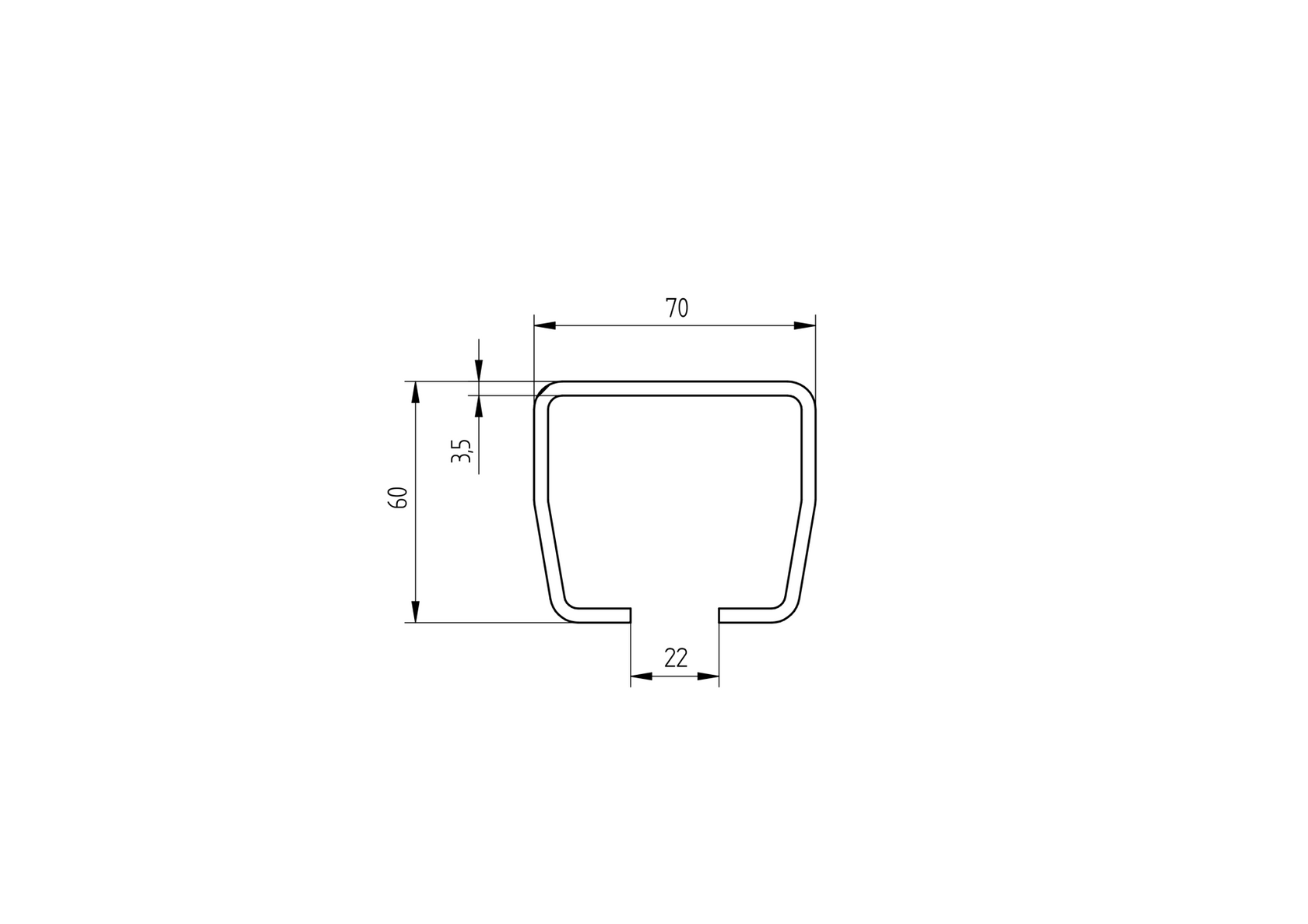 Profil vodiaci spodný, pozinkovaný Zn