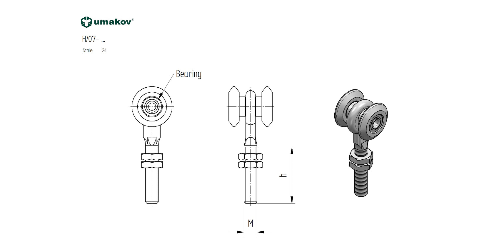 Dvojkoliesko závesné Zn, profile 33x34mm