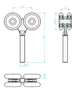 Štvorkoliesko závesné Zn, profile 42x54mm