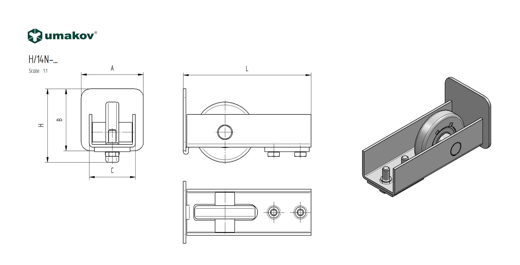 Koliesko dojazdové s krytkou Zn, profile 70x70,