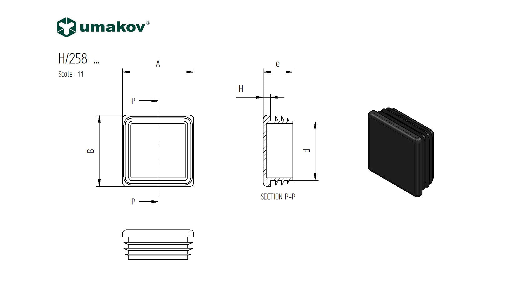 Krytka do samonosného profilu 60x60mm-PVC