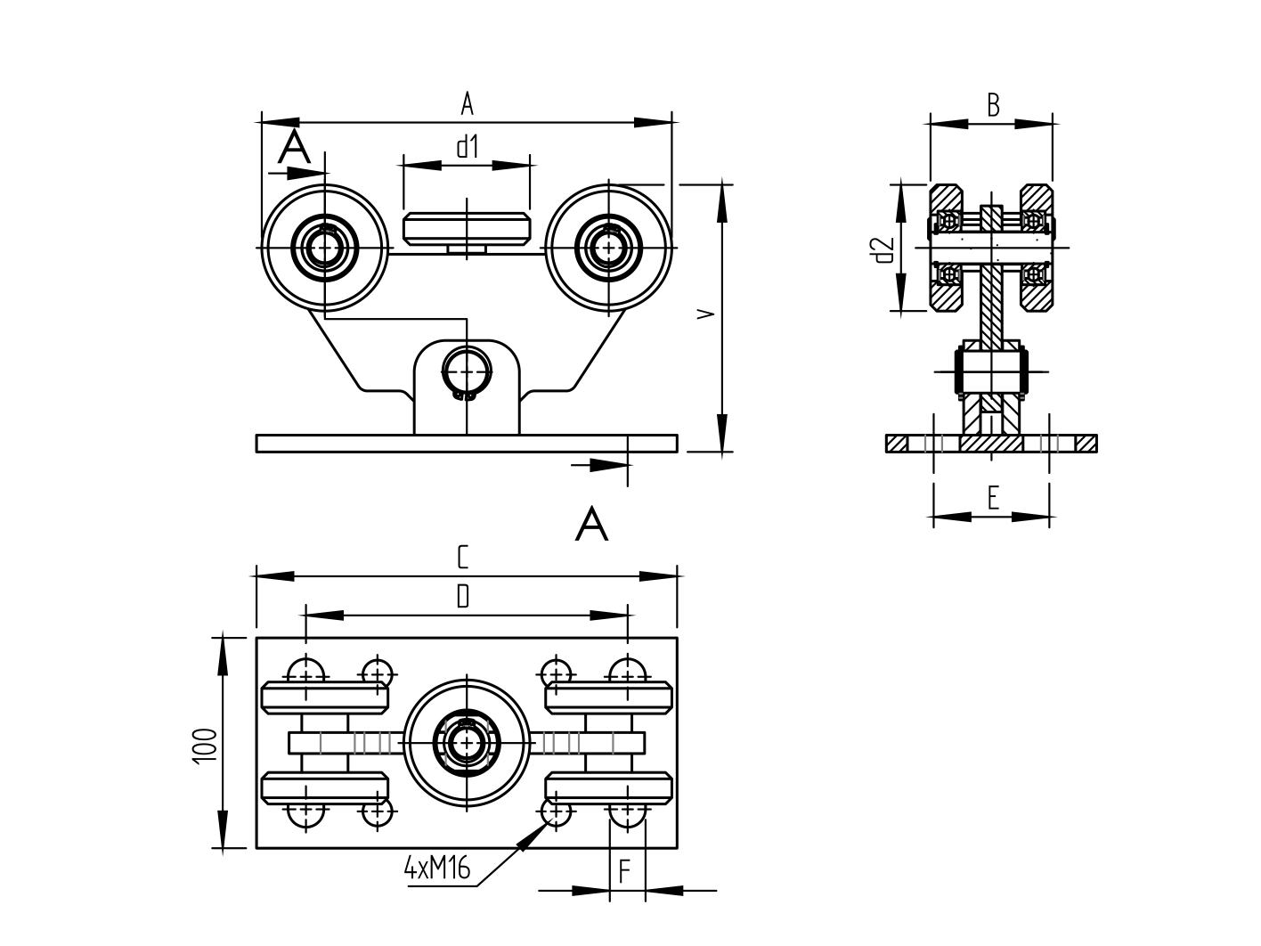 Vozík nosný s jednou platňou INOX, profile 60x60