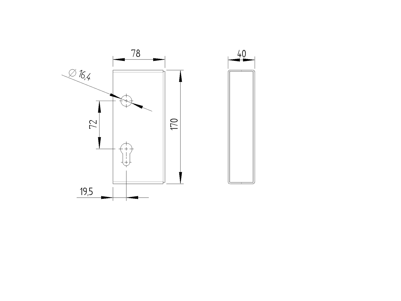 Krabica pre posuvnú bránu pre H/35-64A Zn, 78x40x1