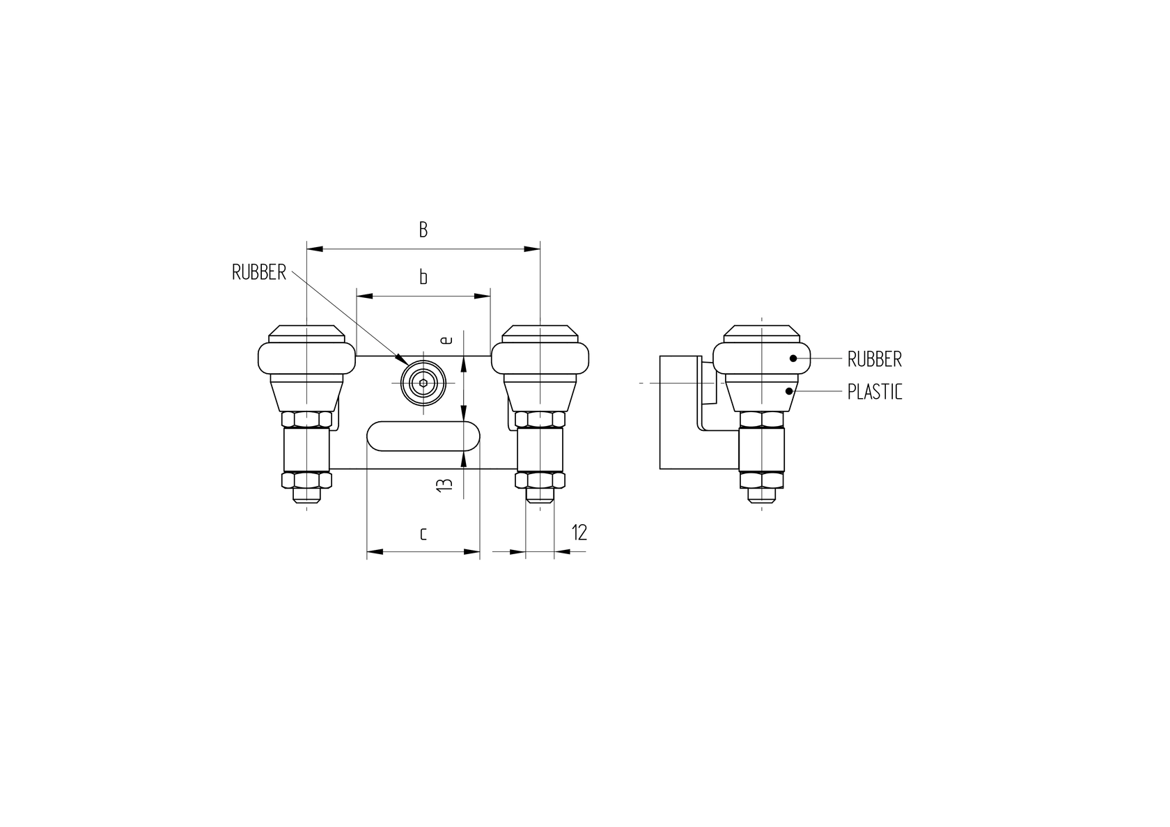 Horný nábeh, Inox, b40mm, black rubber