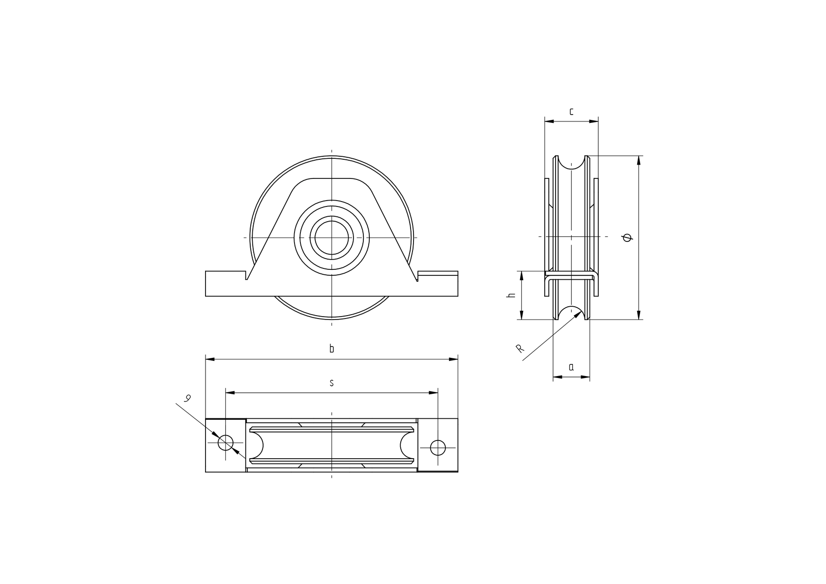 Pojazdové koliesko-komplet - U INOX, D80mm, R10mm