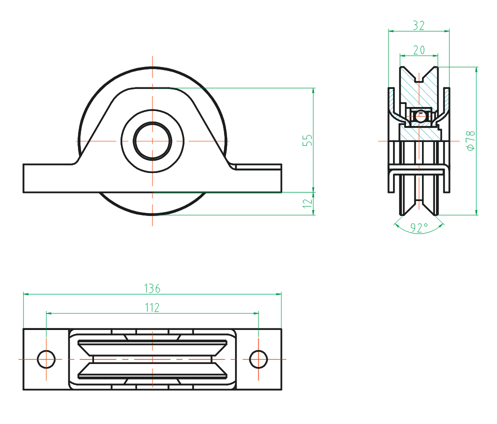 Pojazdové koliesko komplet - V, Zn, D80
