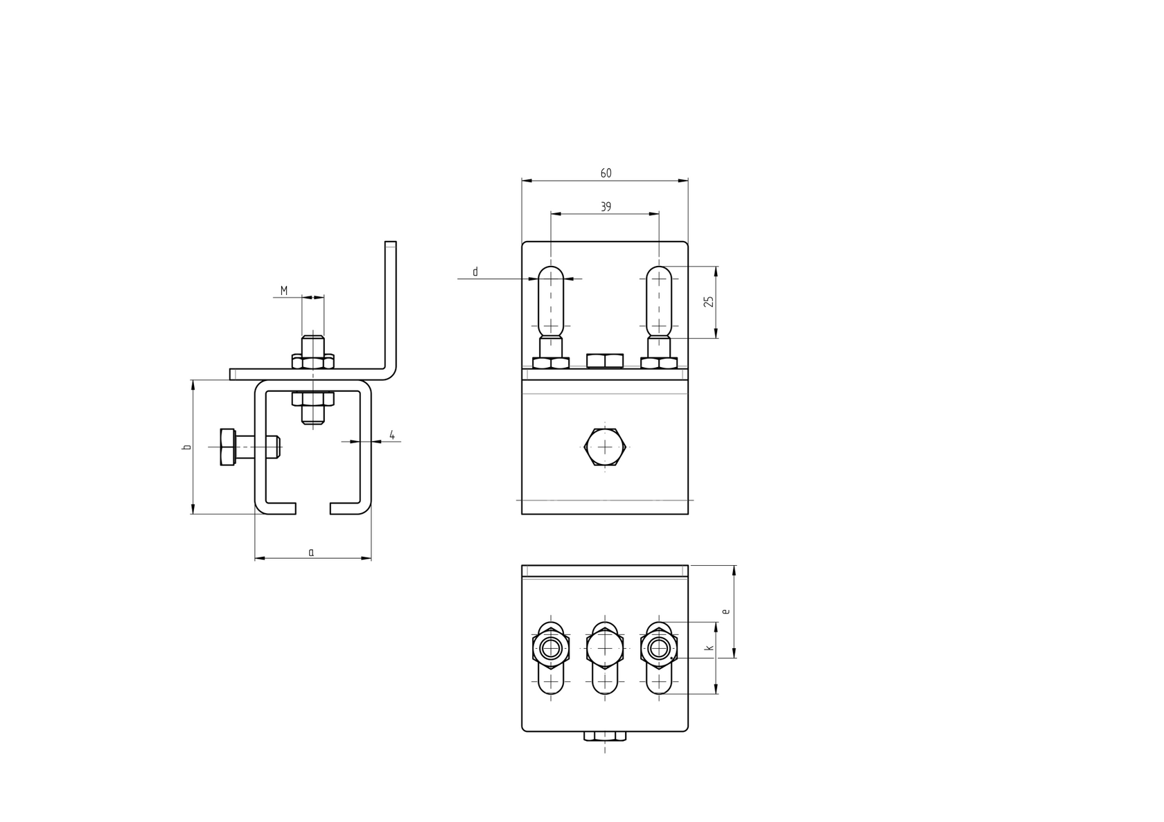 Držiak profilu - bočný Zn, profil 42x54mm