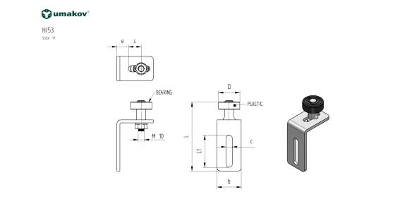 Koliesko nylonové s konzolou a ložiskom, AISI304