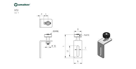 Koliesko nylonové s konzolou a ložiskom, AISI304