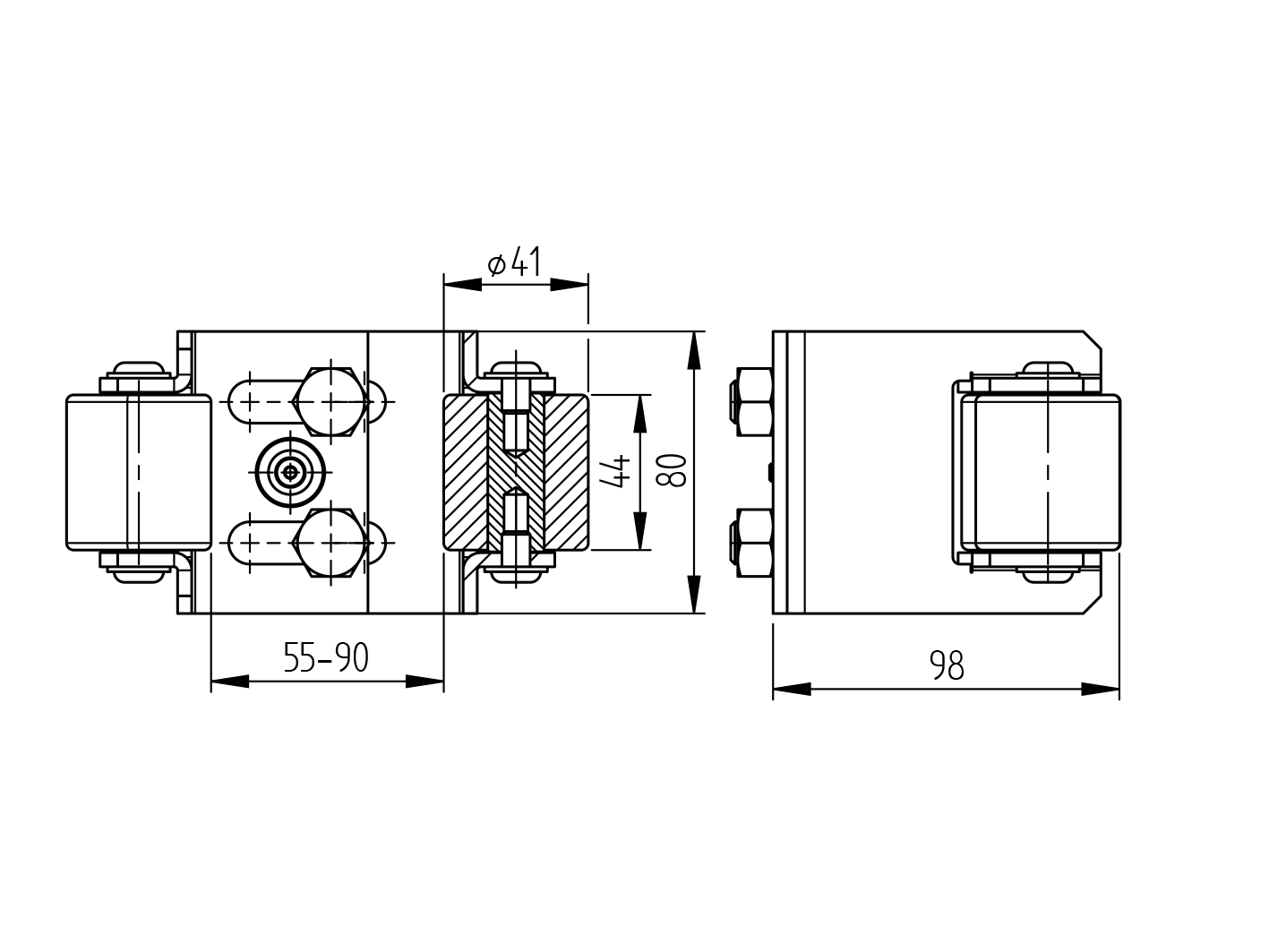 Horný nábeh - nastaviteľný 55-90mm Zn,black rubber