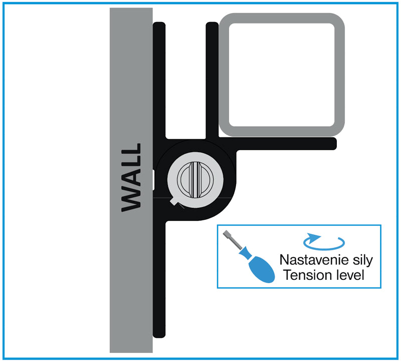 Záves pružinový jednostranný, Aluminium, montáž na stenu