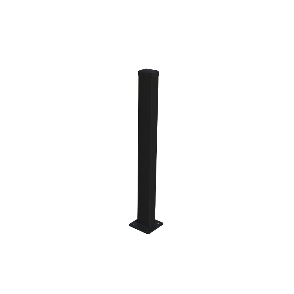 Pozinkovaný stĺpik 60x40 mm s pätkou a PVC čiapkou, 1800mm - Čierna RAL 9005