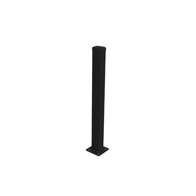 Pozinkovaný stĺpik 60x40 mm s pätkou a PVC čiapkou, 1800mm - Čierna RAL 9005