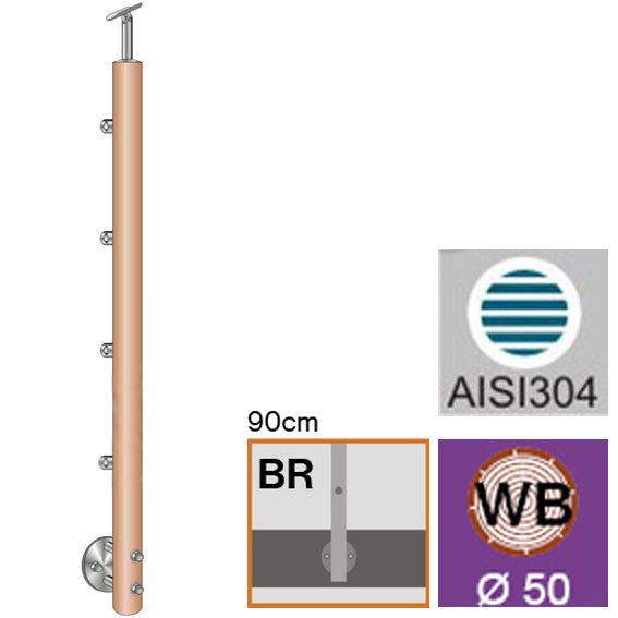 Stĺpik BUK (BEECH) D50mm, 4xd12mm, H900, BK-rovn