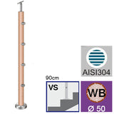 Stĺpik BUK (BEECH) D50mm, 4xd12mm, v=90cm, VK-Scho