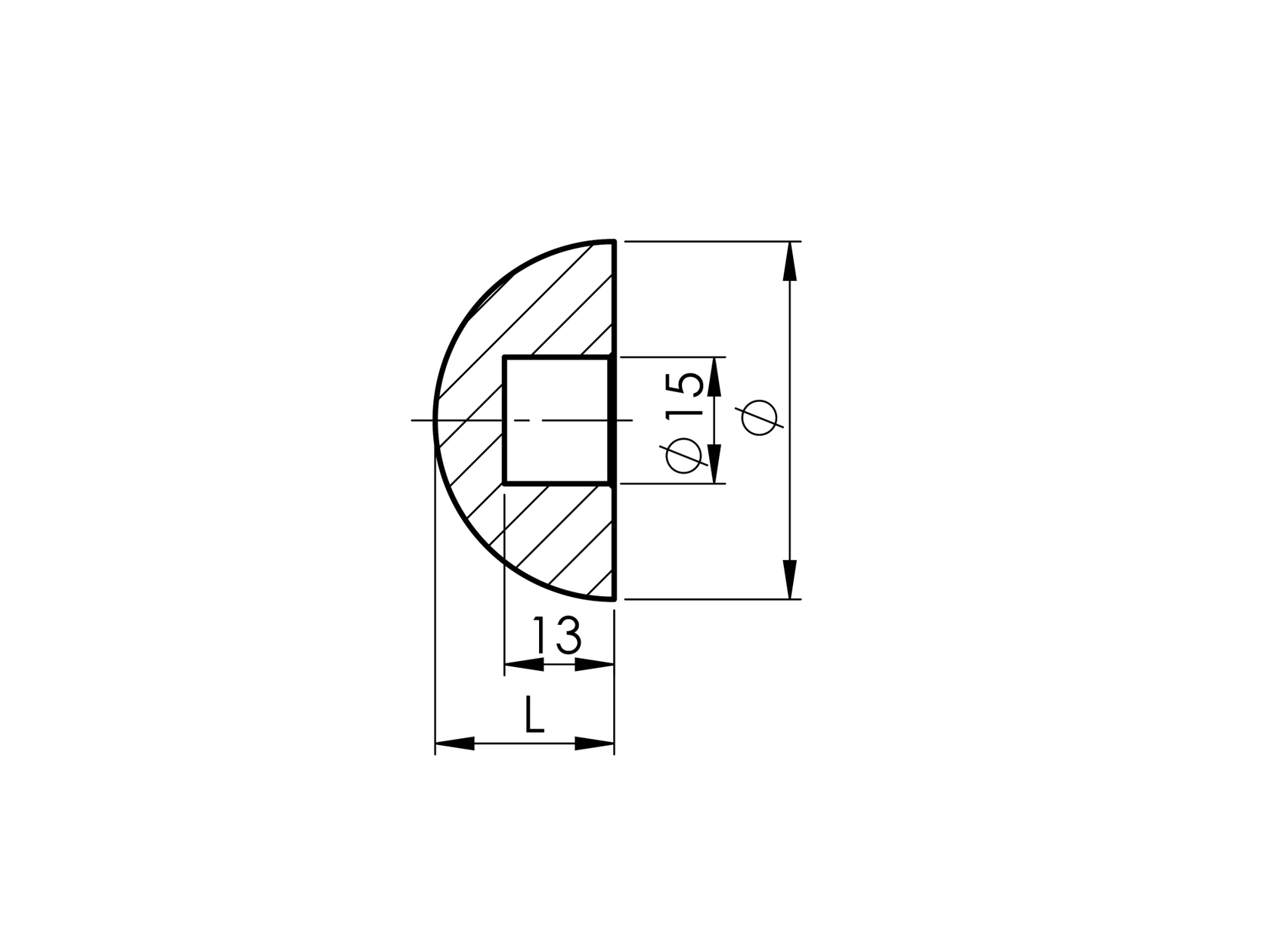 Ukončenie madla polguľové, BUK