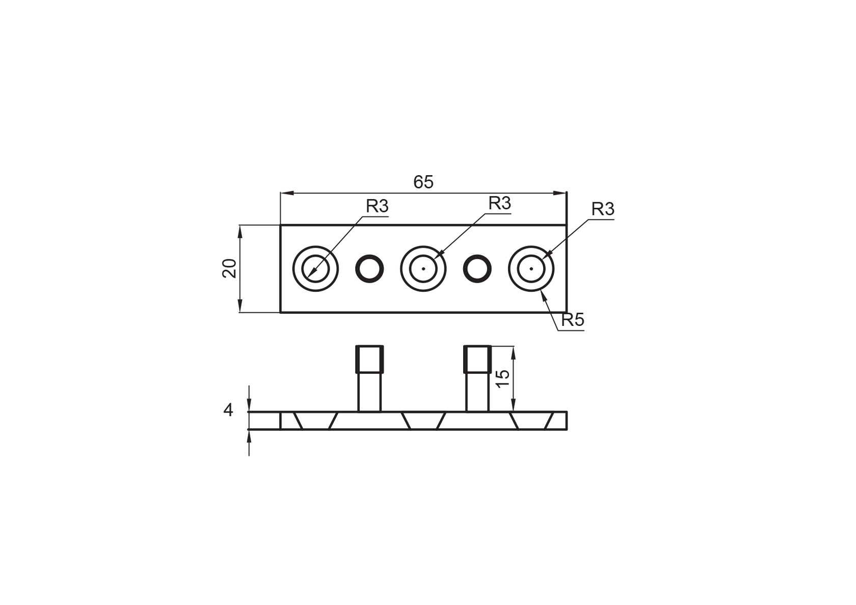 Posuv - vodítko spodné pre drevené dvere AISI304