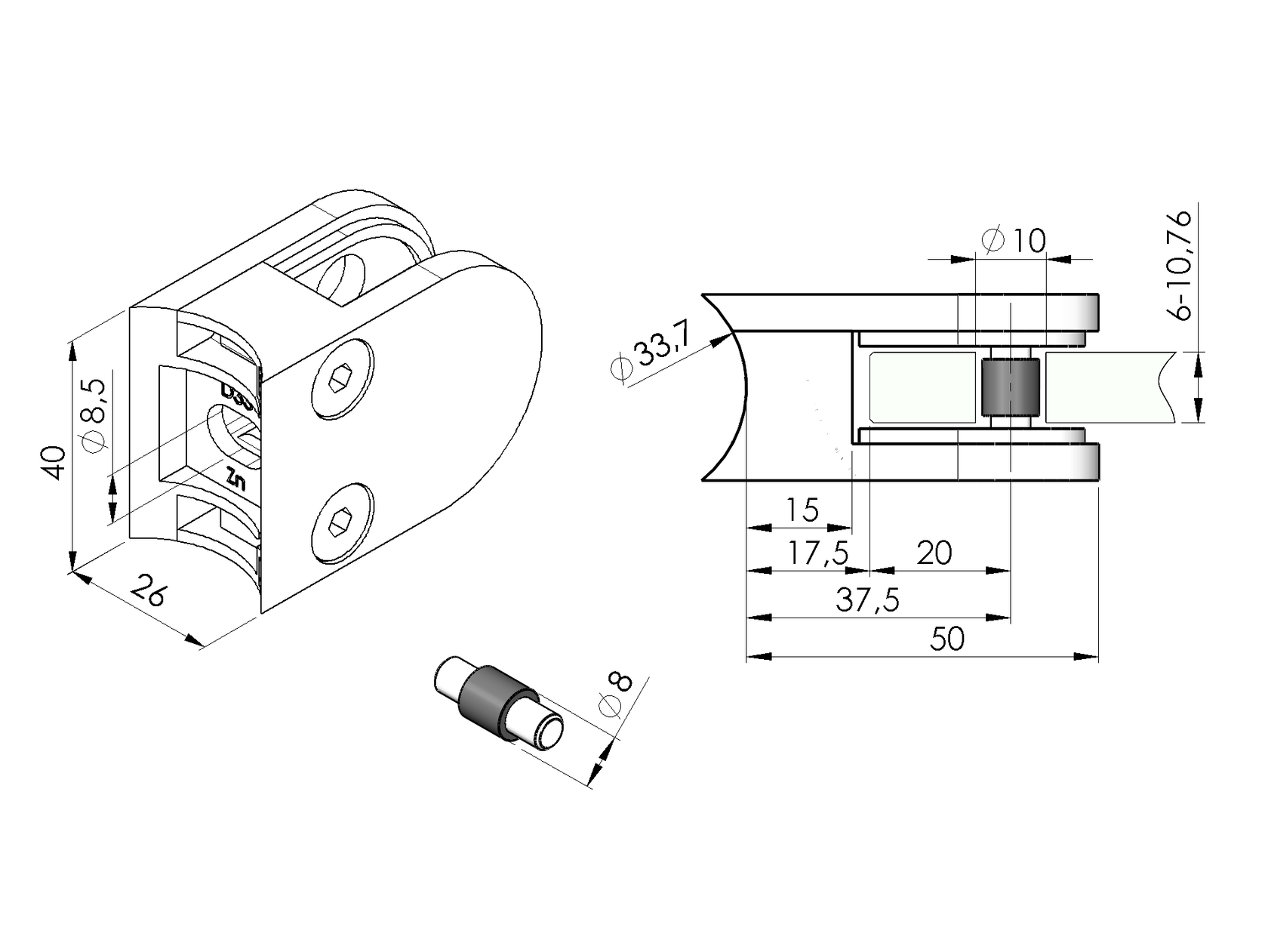 Držiak výplne skla